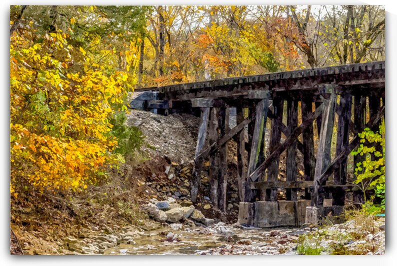 Rustic Train Bridge Over Roark Creek Painterly by Jennifer White