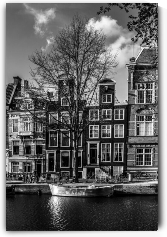 I AMsterdam Collection - Canal Houses Boat and Bicycles  by Pavlos Art Photography