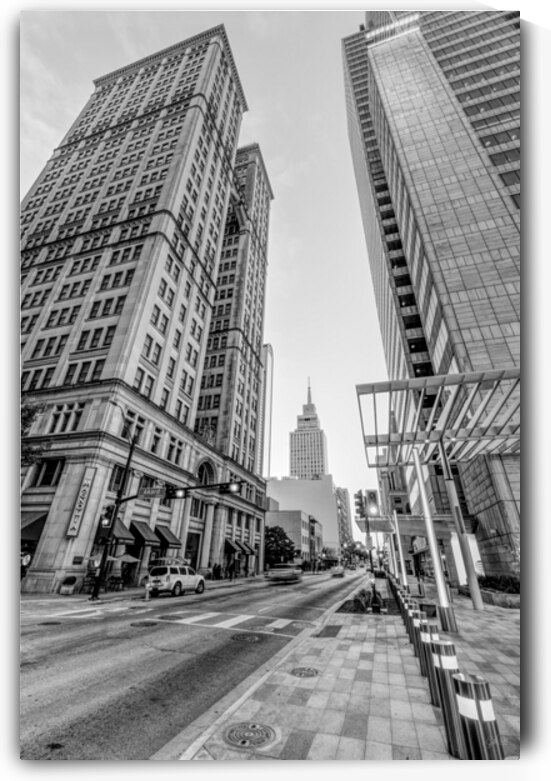 Dallas Commerce And Akard Grayscale by Jennifer White
