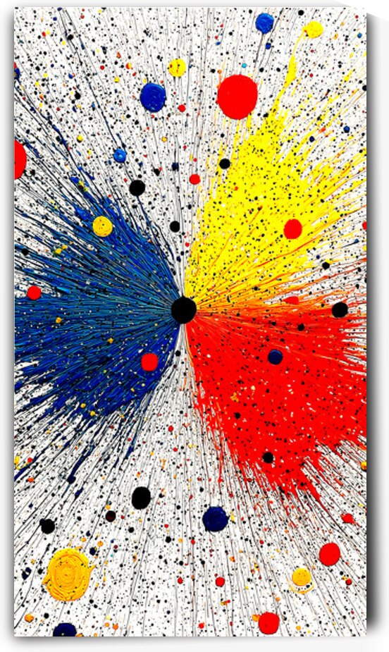 Primary Collision – Modern Abstract Splatter Print by Savage Art Prints