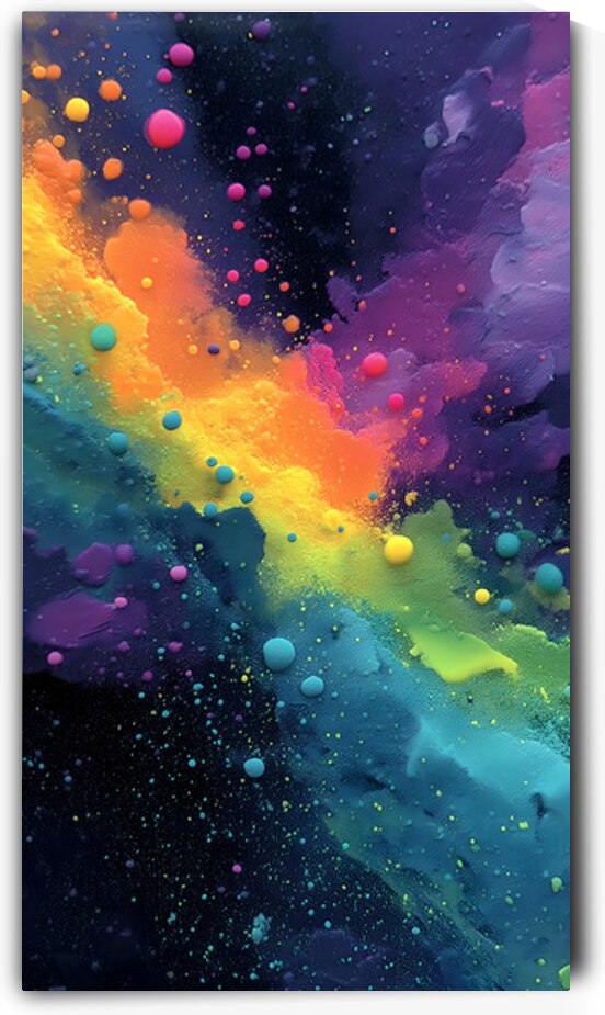 Cosmic Drift – Neon Galaxy Abstract Print by Savage Art Prints