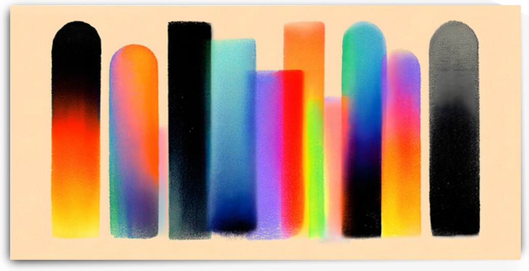 Chromatic Towers – Gradient Bar Abstract Print by Savage Art Prints