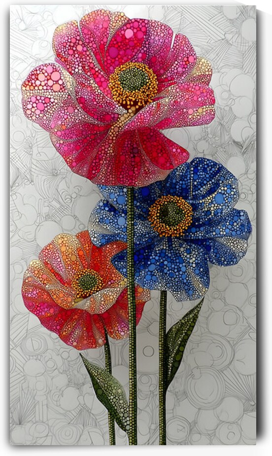 Cosmic Petals – Pink and Blue Pop Art Floral Print by Savage Art Prints