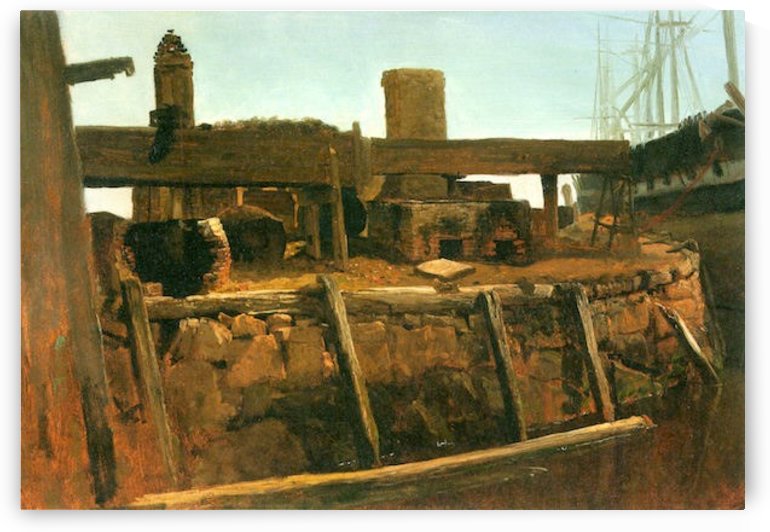 Boat at the dock by Bierstadt