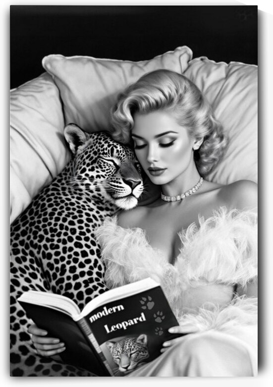 Hollywood Starlet Leopard Cat Art Print by Tricky Rabbit Art