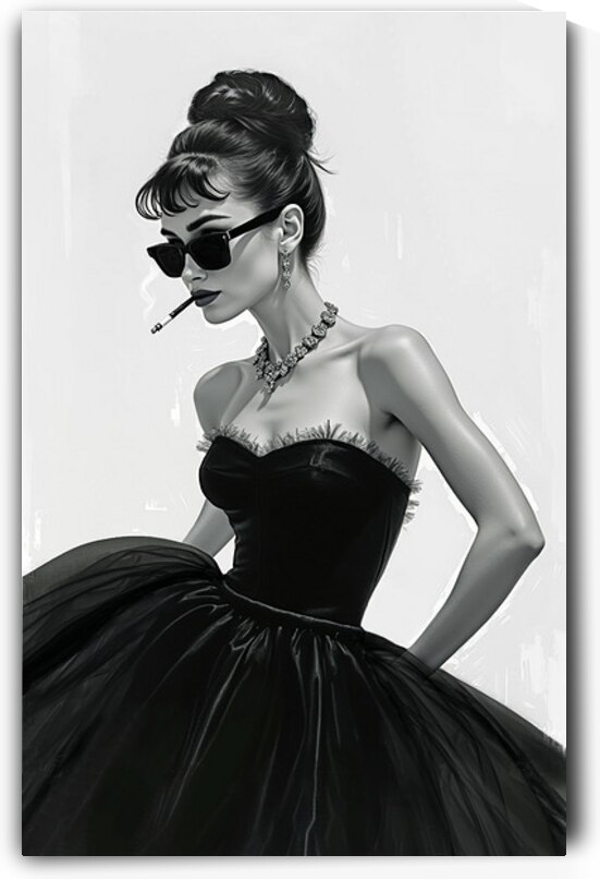 Audrey Hepburn Black White Art Print by Tricky Rabbit Art