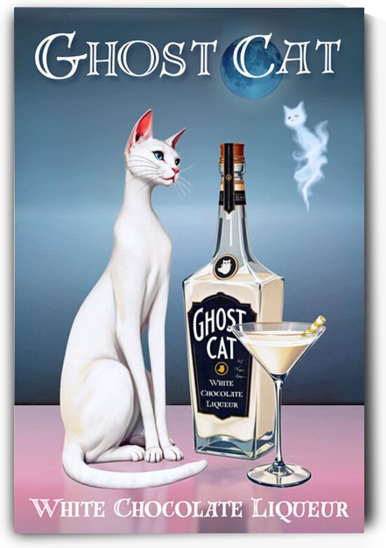 White Cat Cocktail Bar Art Print  by Be Iconic Art