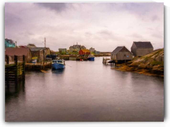 Digital painting at Peggys Cove near Halifax in Nova Scotia Can by Steve Heap