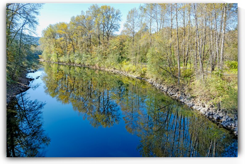 Snoqualmie River and early fall tree colors by Lisa von Biela