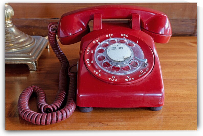 Red rotary phone by Lisa von Biela