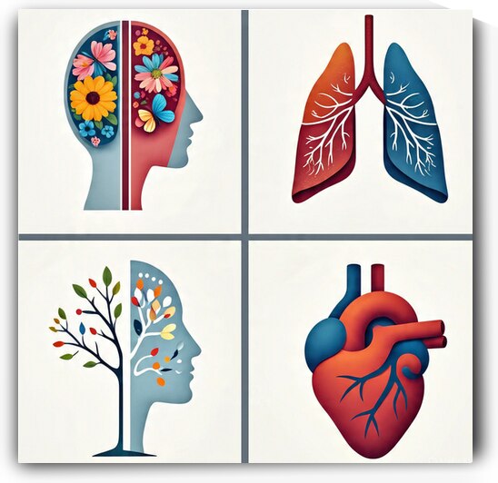 Medical Illustration of Brain and Heart – Clinic Wall Art by kadene