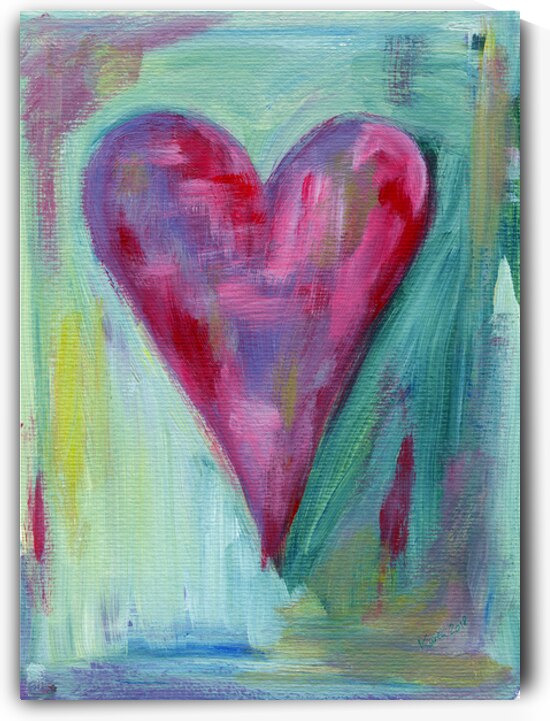 Abstract purple heart acrylic painting  by Karen Kaspar