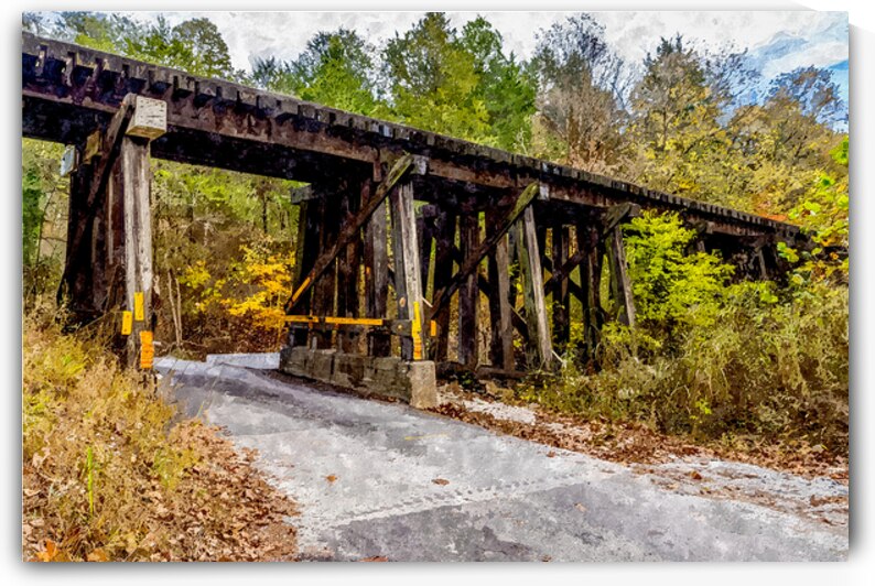 Old Wooden Railroad Bridge Painterly by Jennifer White