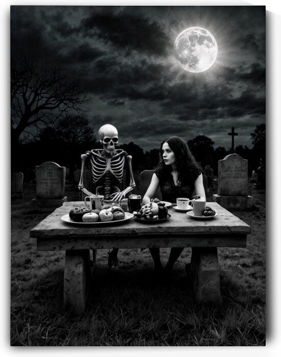 skeleton and girl cemetery by Mcpitu