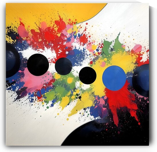 Orbital Dayglow – Splash & Orbs Abstract Print by Savage Art Prints