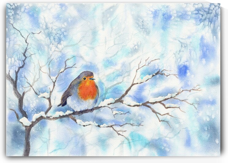 Robin in a winter landscape by Karen Kaspar