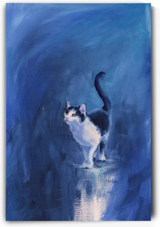 Happy tuxedo cat by Karen Kaspar