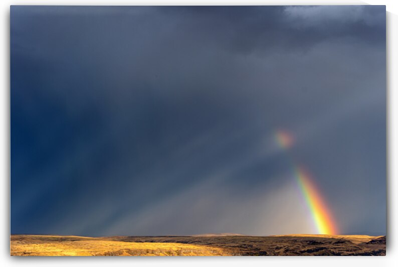 Strong rainbow with diagonal rain clouds by Lisa von Biela