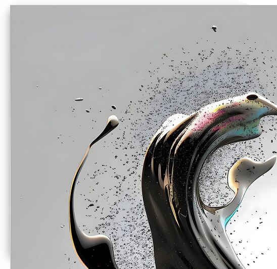 Orbiting Ink – Fluid Monochrome Motion Print by Savage Art Prints