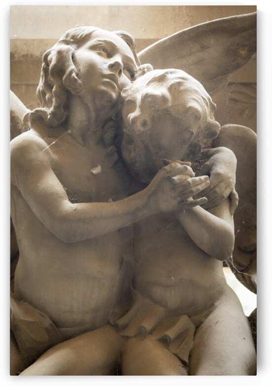 Marble Sculpture of Angel Embracing a Child by Paolo Modena