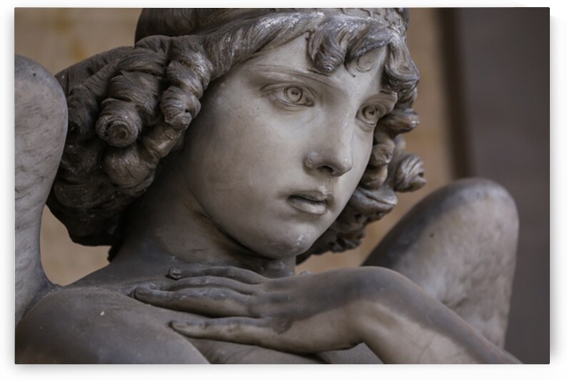 Guardian angel statue in antique cemetery. by Paolo Modena