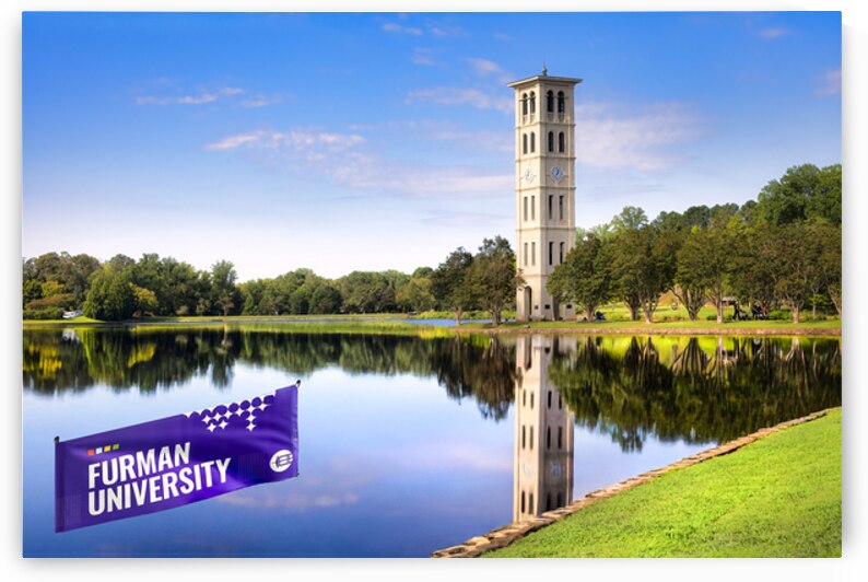 Furman University Bell Tower with Banner – SC by Shelia Hunt Photography