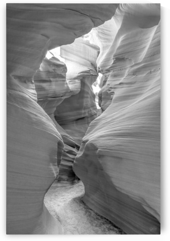 Hike Through Secret Antelope Canyon Grayscale by Jennifer White