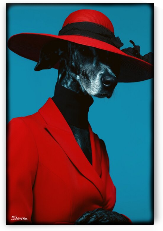 Dog portrait - Lady in red FA 25 2x3  7 by Ksavera ART