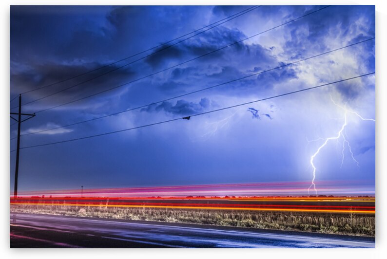 Drive By Lightning Strike Over Stormy Skies by Bo Insogna