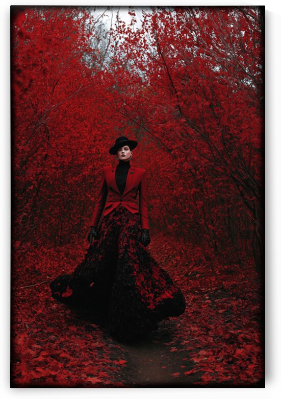 Lady in red at autumn FA 25 2x3  35 by Ksavera ART