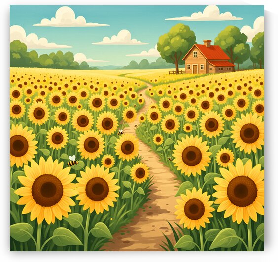 Sunflower Fields and Cottage by Sihemsoso