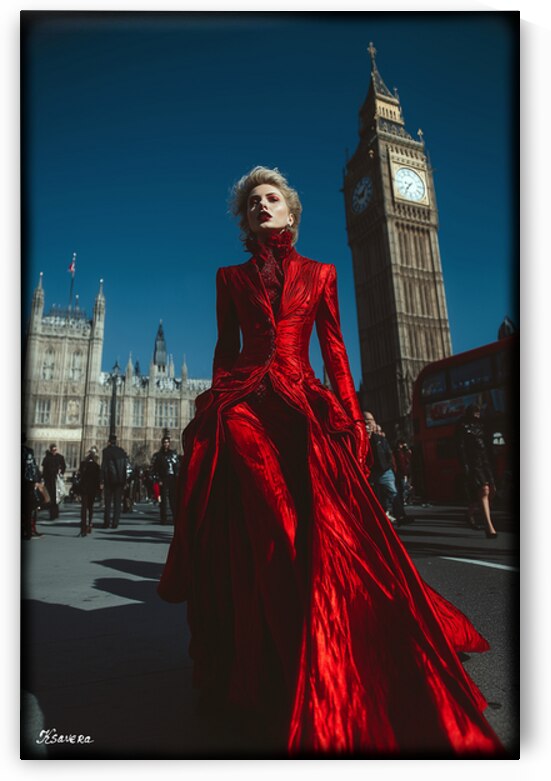 Lady in red in London FA 25 2x3  46 by Ksavera ART