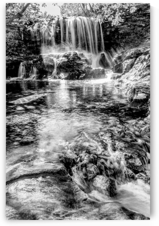 Cascade Below Windsor Lake Dam Grayscale by Jennifer White