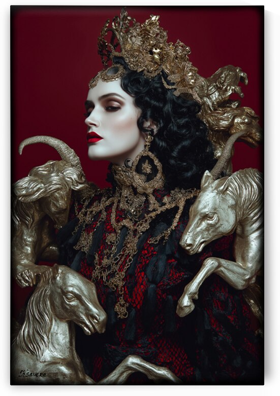 Glamour lady with silver horses FA 25 2x3  195 by Ksavera ART