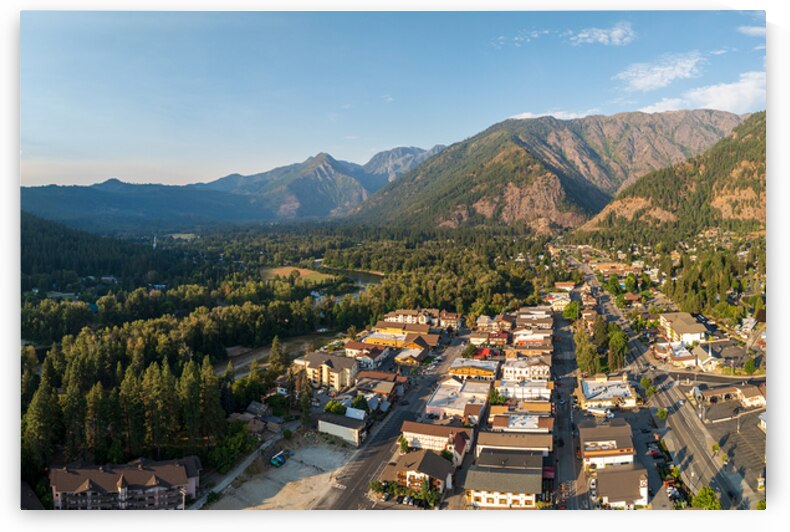 Aerial view of Leavenworth the Bavarian Alpine village in Casca by Steve Heap