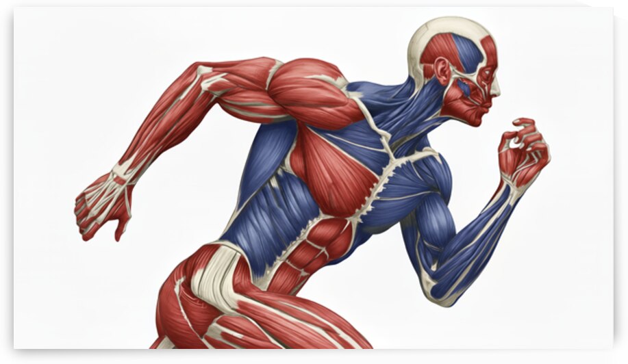 Red White & Blue Kinetics — Runner Muscle Anatomy by MotivatePrints