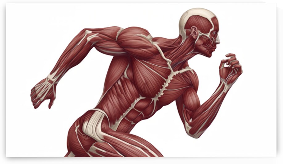 Power in Motion — Runner Muscular Anatomy Illustration by MotivatePrints