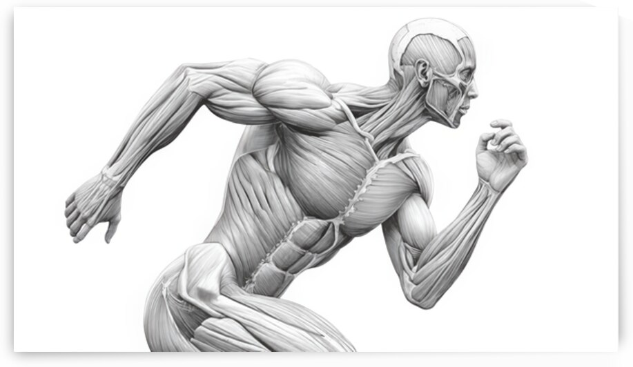 Graphite Sprint — Runner Muscular Anatomy Study by MotivatePrints