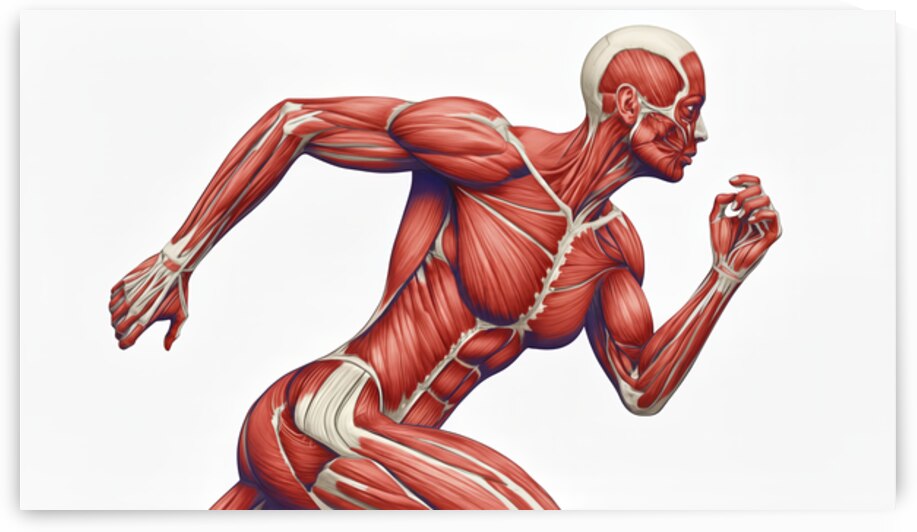 Power in Motion — Female Runner Muscular Anatomy by MotivatePrints