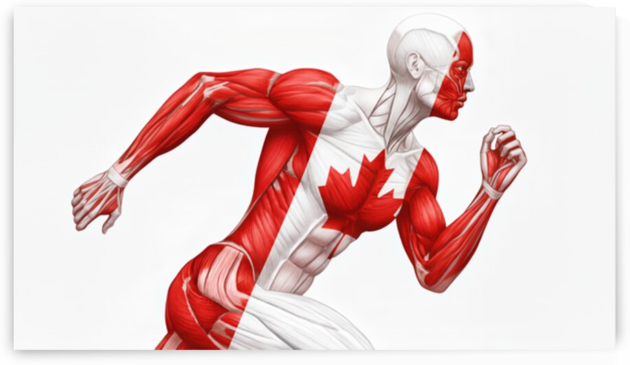 Maple Motion – Female Canadian Flag Muscular Anatomy Runner by MotivatePrints