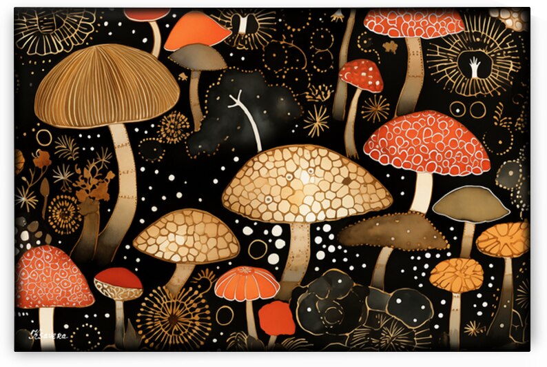 Japanese mushrooms art FA 25 2x3  420 by Ksavera ART