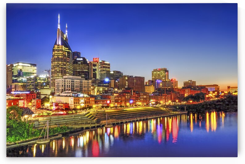 Nashville Skyline at Sunset over Cumberland River by Shelia Hunt Photography