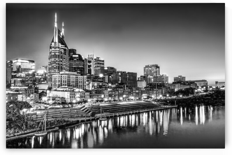 Iconic Nashville Skyline in Black and White by Shelia Hunt Photography