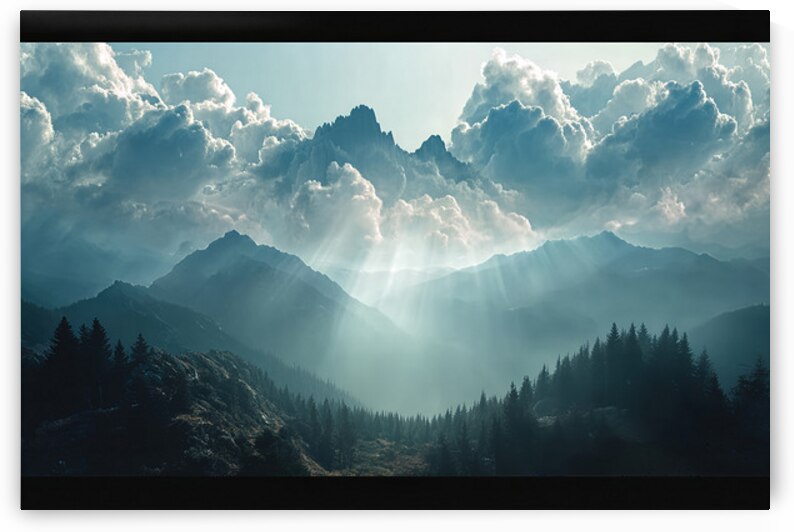Heaven’s Ascent — Light Beyond the Peaks by MotivatePrints