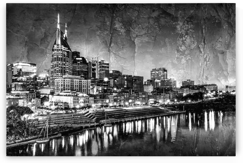 Nashville Skyline in Textured Black and White by Shelia Hunt Photography