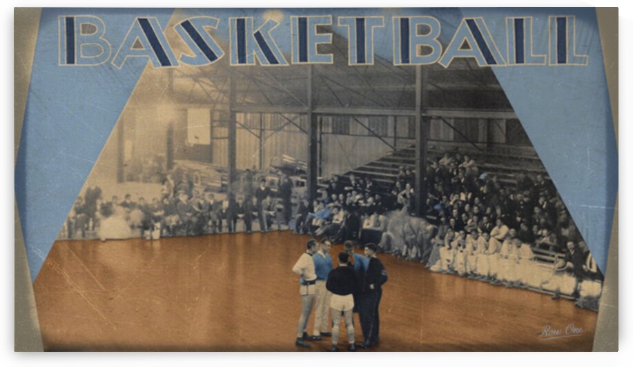 1930s North Carolina Tar Heels Basketball Art by Row One Brand