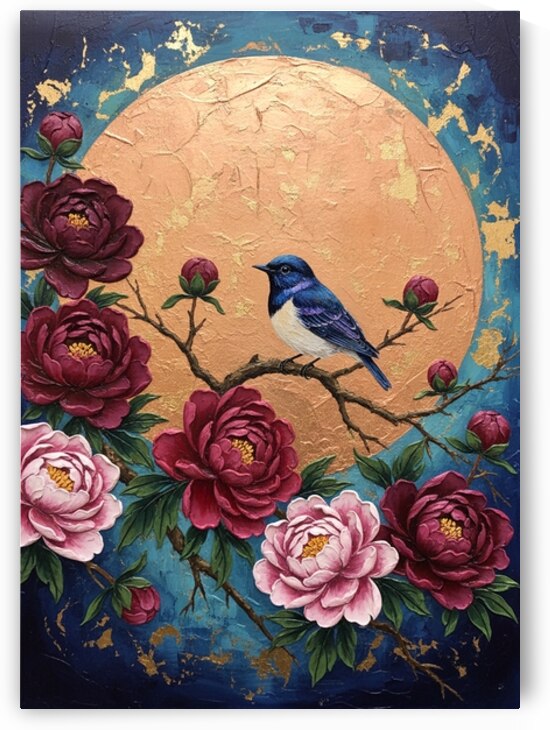 Bird on a Branch with Flowers by Sihemsoso