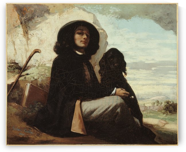 Autoportrait dit Courbet au chien noir by Gustave Courbet