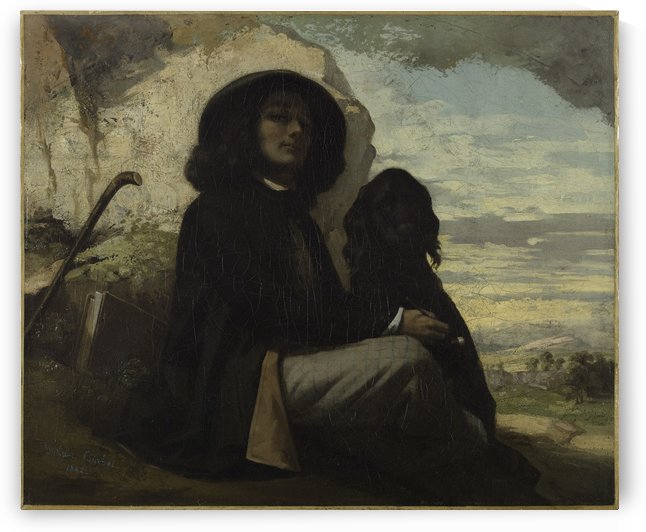 Autoportrait dit Courbet au chien noir by Gustave Courbet
