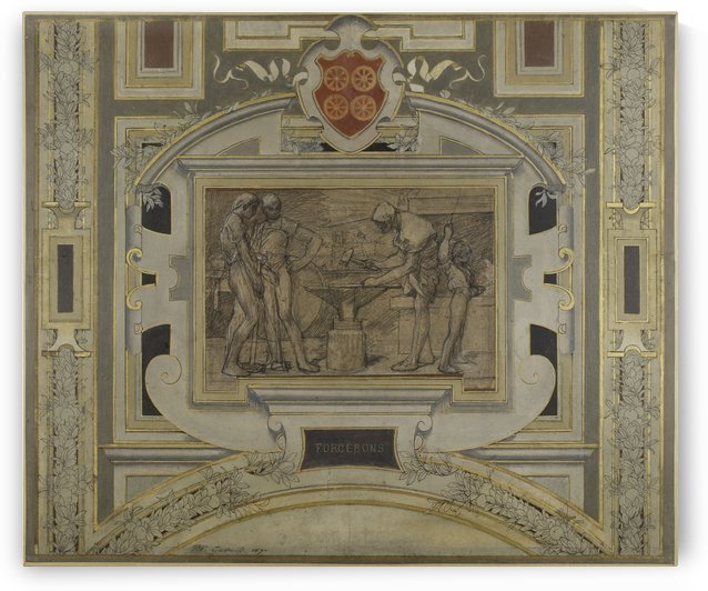 Esquisse pour la galerie des Metiers de l Hotel de Ville Forgerons by Pierre Victor Galland